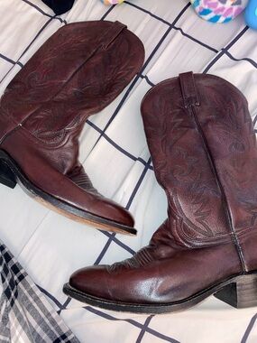 Dan Post Burgundy Embroidered Leather Cowboy Boots